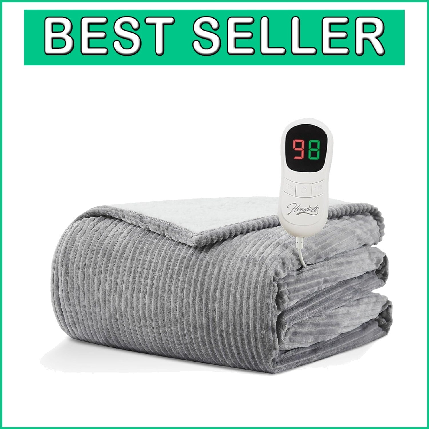 ETL Certified Plush Electric Blanket 72"x84" - Over-Heat Protection for Safety