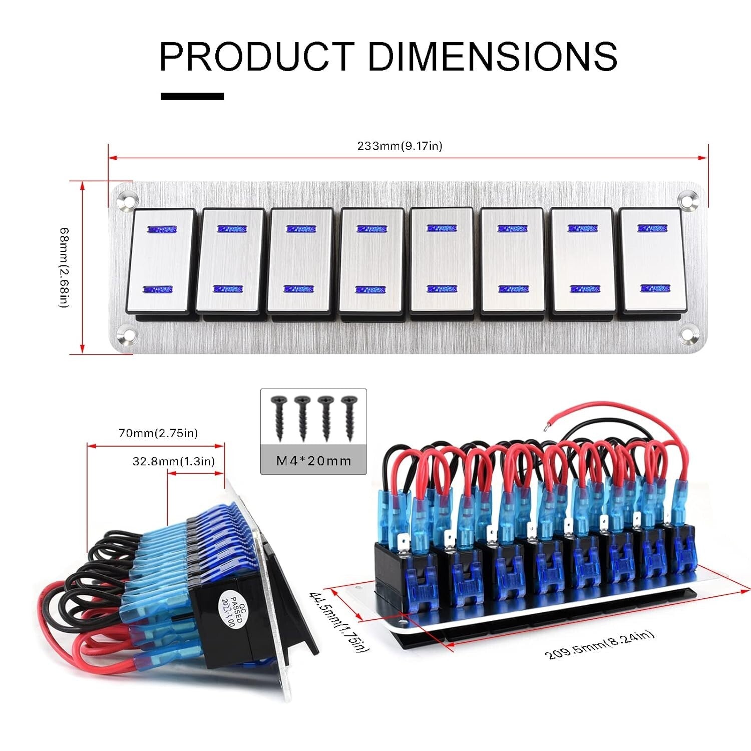 8 Gang Waterproof Aluminum Rocker Switch Panel: Ideal for Marine & Automotive