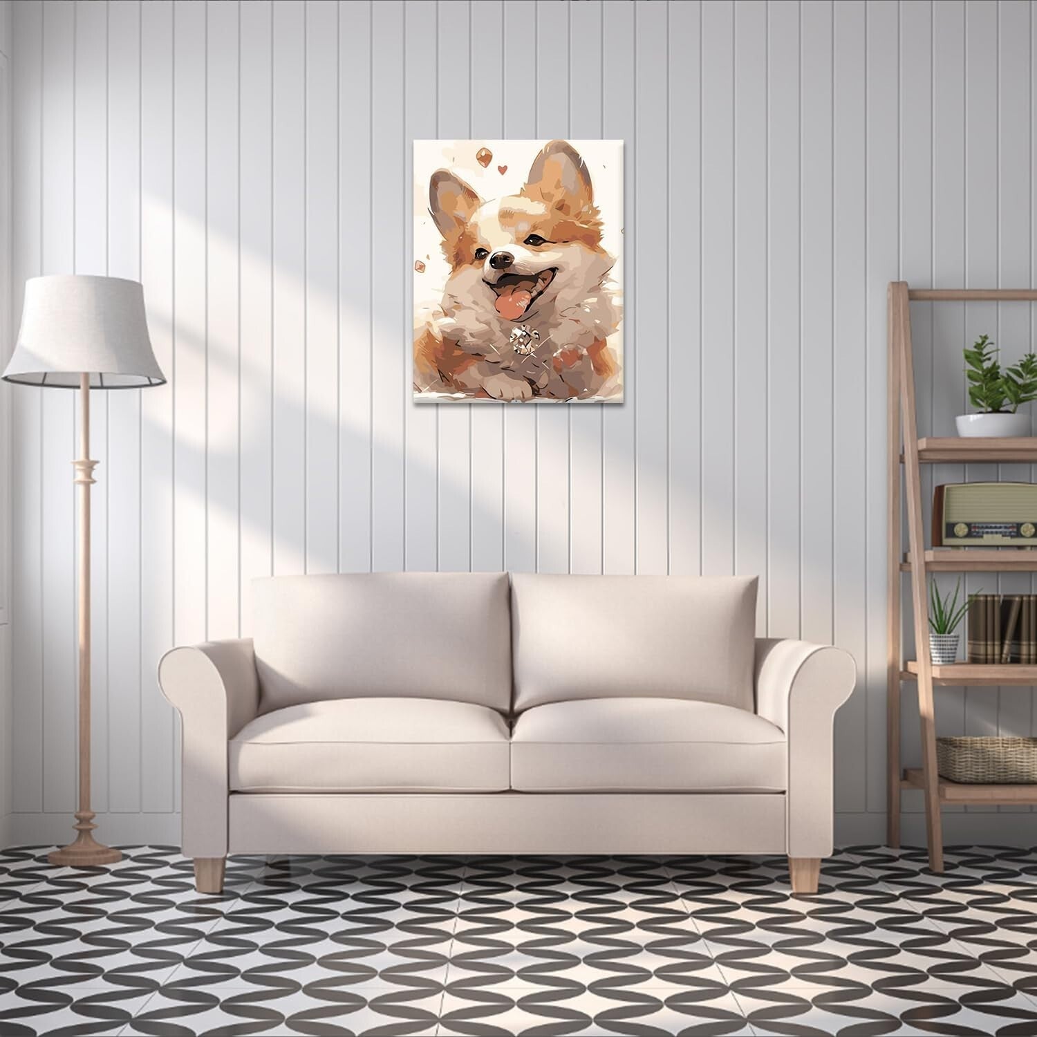 Complete Dog-themed Paint by Numbers Set - Framed Canvas & Brushes for Beginners
