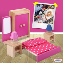Load image into Gallery viewer, Wooden Dollhouse Furniture Set – 49PCS, 7 Rooms for Kids’ Creative Adventures
