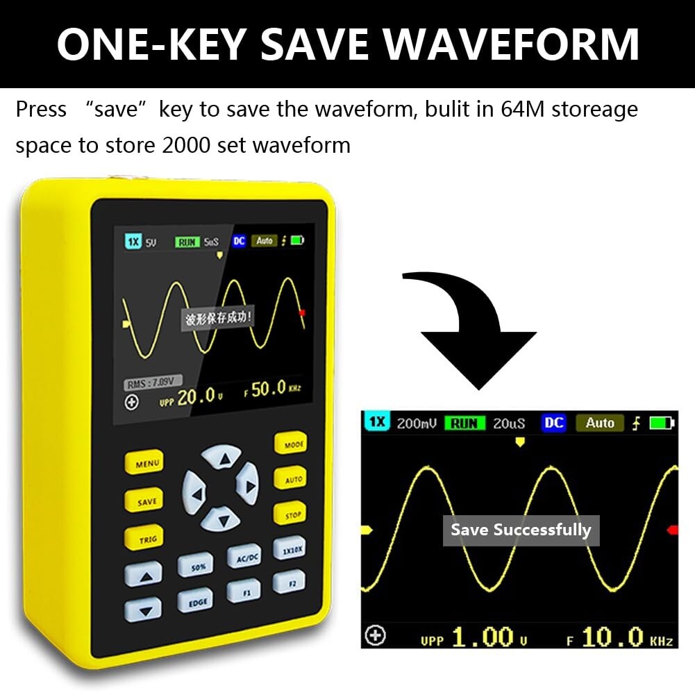 Digital Mini Oscilloscope - 500MS/s Sampling Rate with Powerful Trigger Modes
