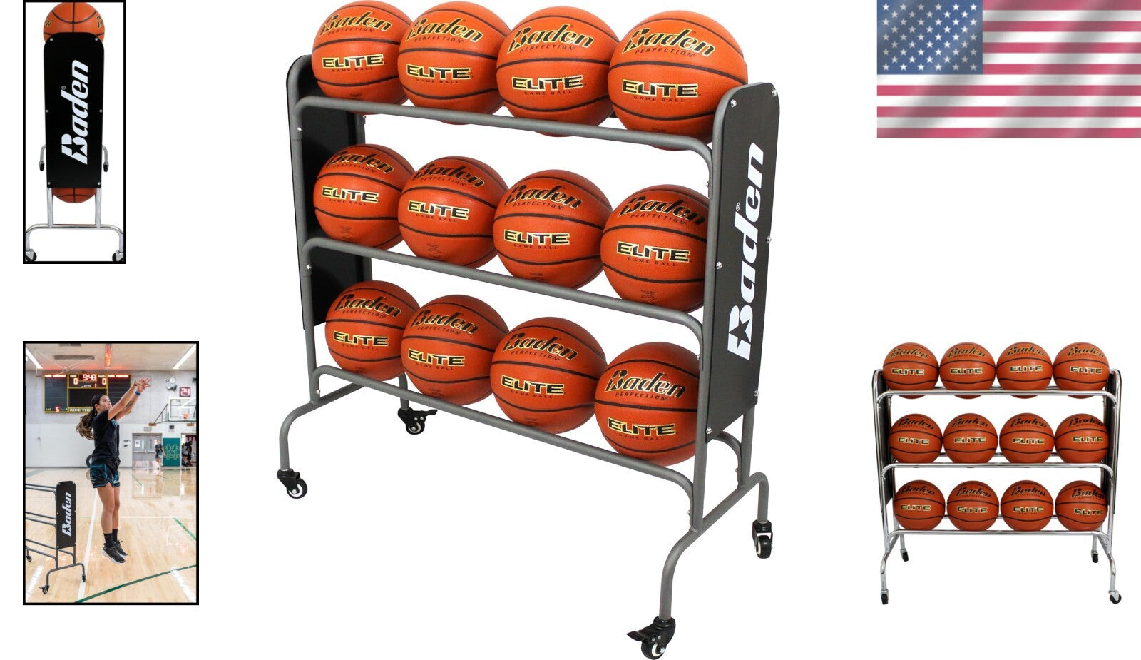 Versatile 3-Tier Basketball Organizer with Locking Wheels - Perfect for Gyms