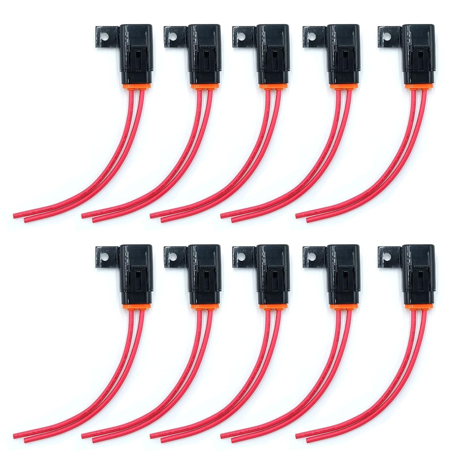 Waterproof 12AWG In-Line ATO/ATC Fuse Holder - 10 Pack for Automotive & Marine