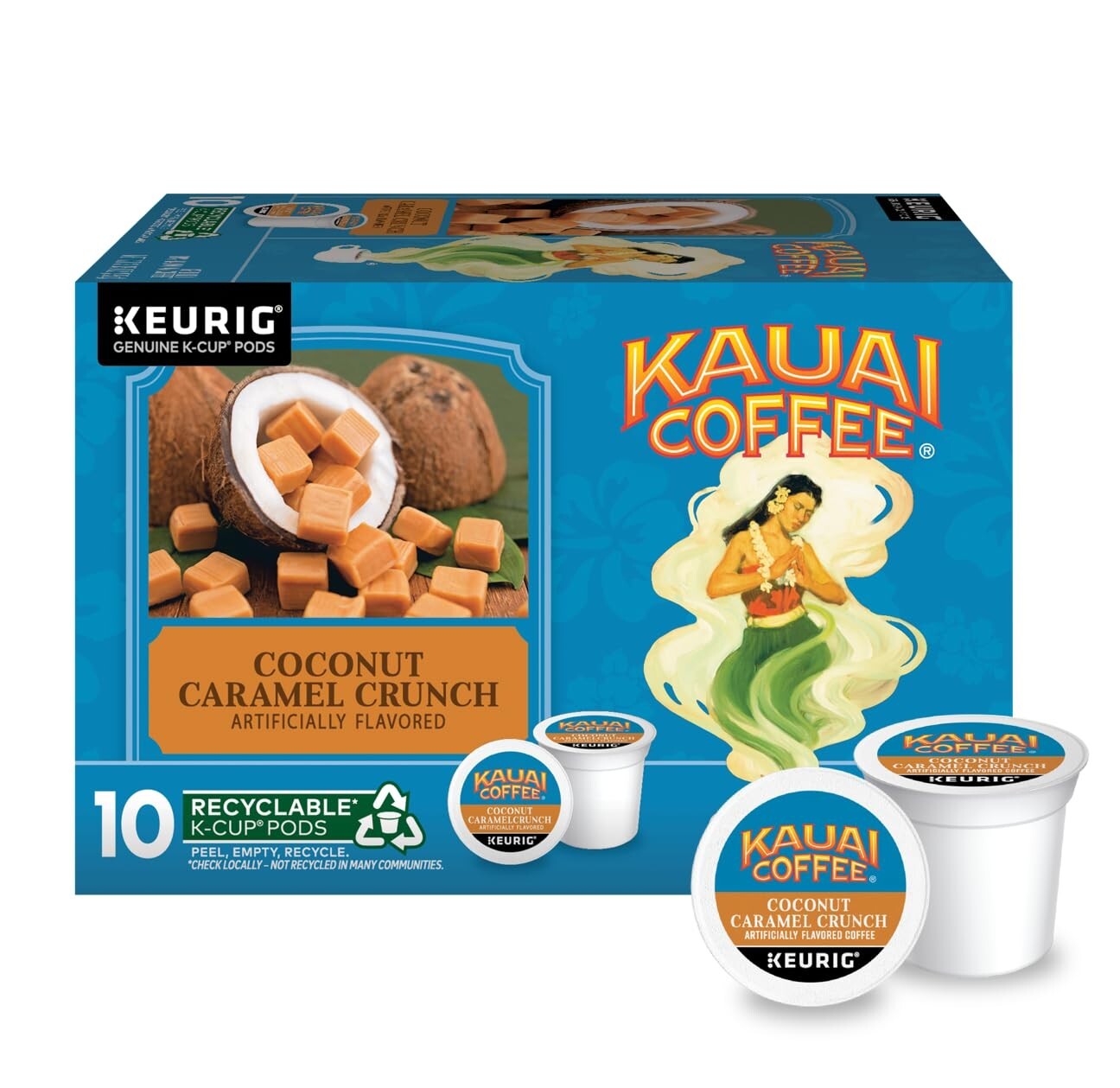 Premium Coffee Pods - 10% Hawaiian Coconut Caramel Crunch, 60 Count for K-Cups