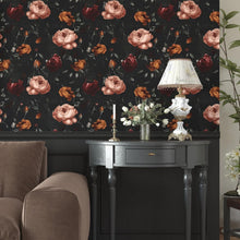 Load image into Gallery viewer, Elegant Black Floral Peel and Stick Wallpaper - Large Coverage 17.5in x 393.7in