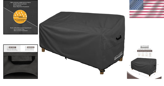 Durable Patio Furniture Cover for 3-Seater Sofa - Black Waterproof Design