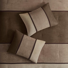 Load image into Gallery viewer, Geometric Pieced Stripe Comforter Set King - 7-Piece Faux Suede Collection