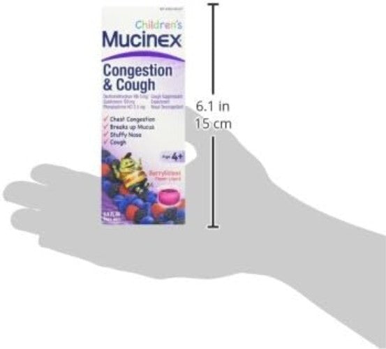Children's Berry-Flavored Cough & Congestion Liquid - 6.8oz x 5 for Ages 4+