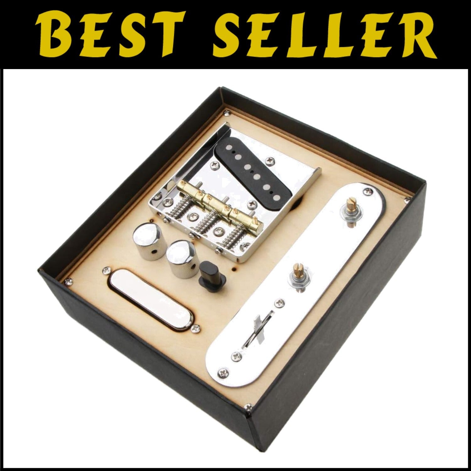 Telecaster-Style Guitar 6-Saddle Bridge Set with Chrome Control Plate and Pickup