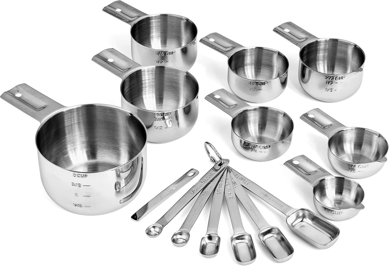 Stackable 15-Piece Measuring Cups & Spoons Set - Space-Saving Kitchen Essential