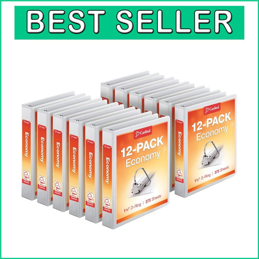 12 Non-Stick 3-Ring Binders with ClearVue Design - Ideal for School & Office