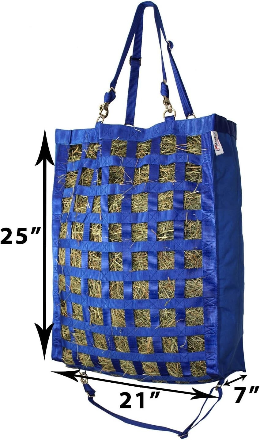 High-Quality Nylon Horse Hay Bag - Super Tough with 6-Month Warranty, 21x7x25