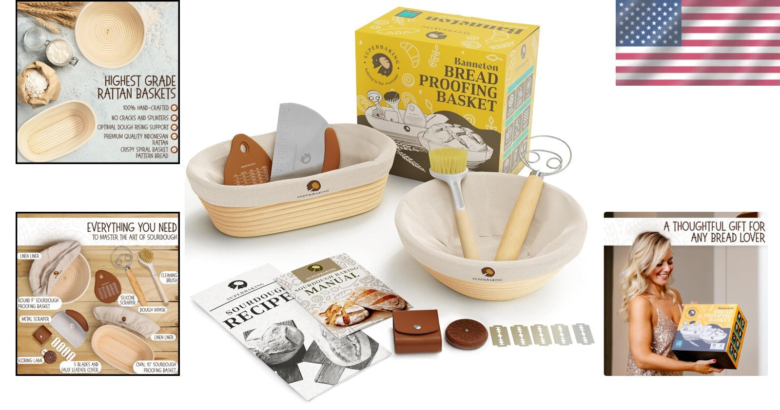 Artisan Bread Baking Gift Set: Non-Stick Round & Oval Bannetons for Sourdough