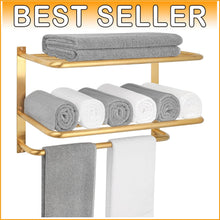 Load image into Gallery viewer, Space-Saving 3-Tier Towel Rack in Brushed Gold - Easy Screw Installation