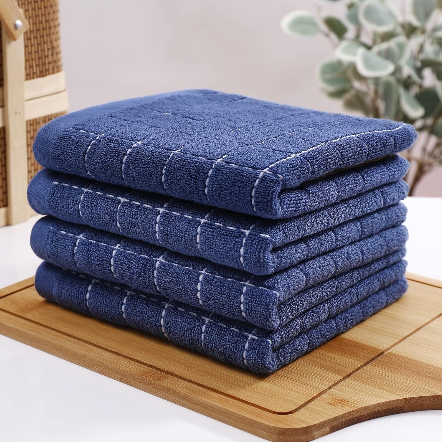 Elegant 12-Pack of Cotton Dish Towels - 13x28 Checkered for Quick Drying & Care