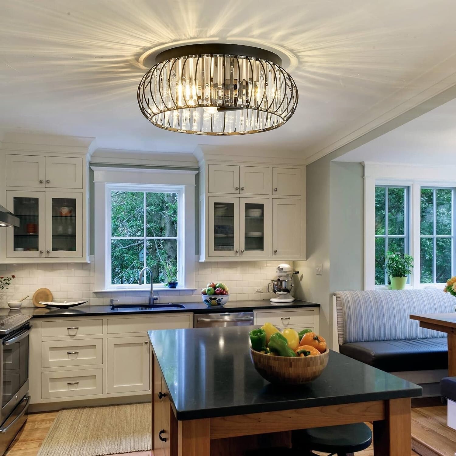 Elegant Indoor Crystal Flush Mount Light – Perfect for Hallways and Living Rooms