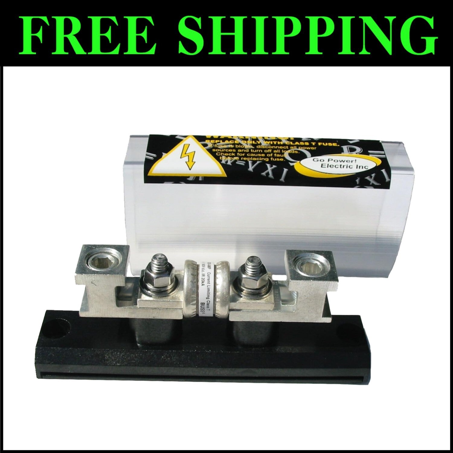 Durable Black Class T 400 Amp Fuse Block for Inverters - Bolt-On Mount