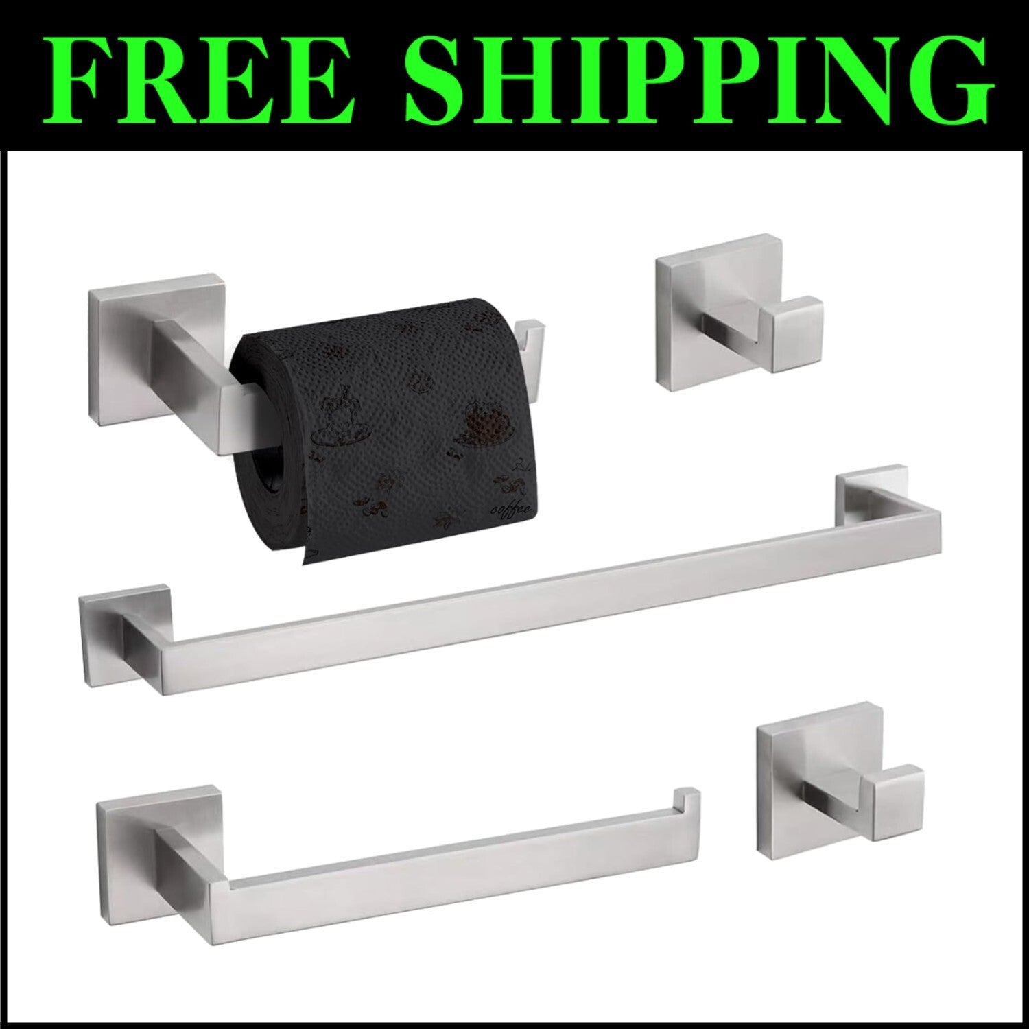 Premium SUS 304 Stainless Steel Bathroom Accessories Set 5-Piece - Easy Install