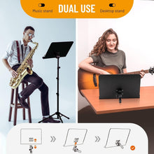 Load image into Gallery viewer, Black Alloy Steel Music Stand with Tiltable Tray - Perfect for Musicians