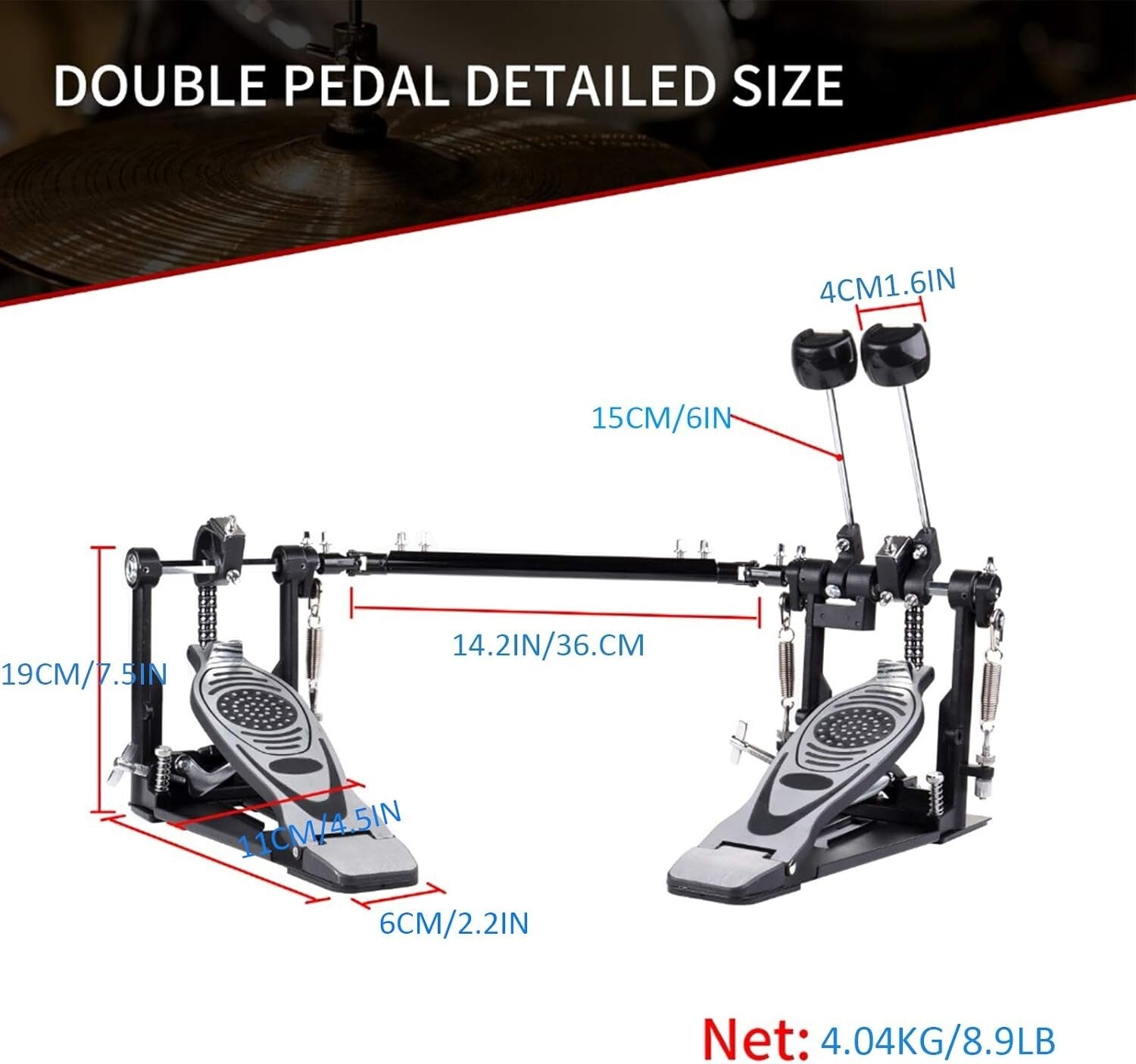 Adjustable Double Kick Drum Pedal with Non-Slip Design for Practicing Drummers