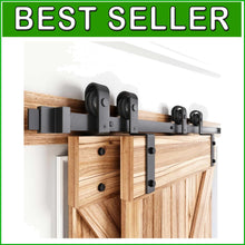 Load image into Gallery viewer, Smooth-Glide 9FT Bypass Barn Door Hardware with Heavy-Duty Steel Construction