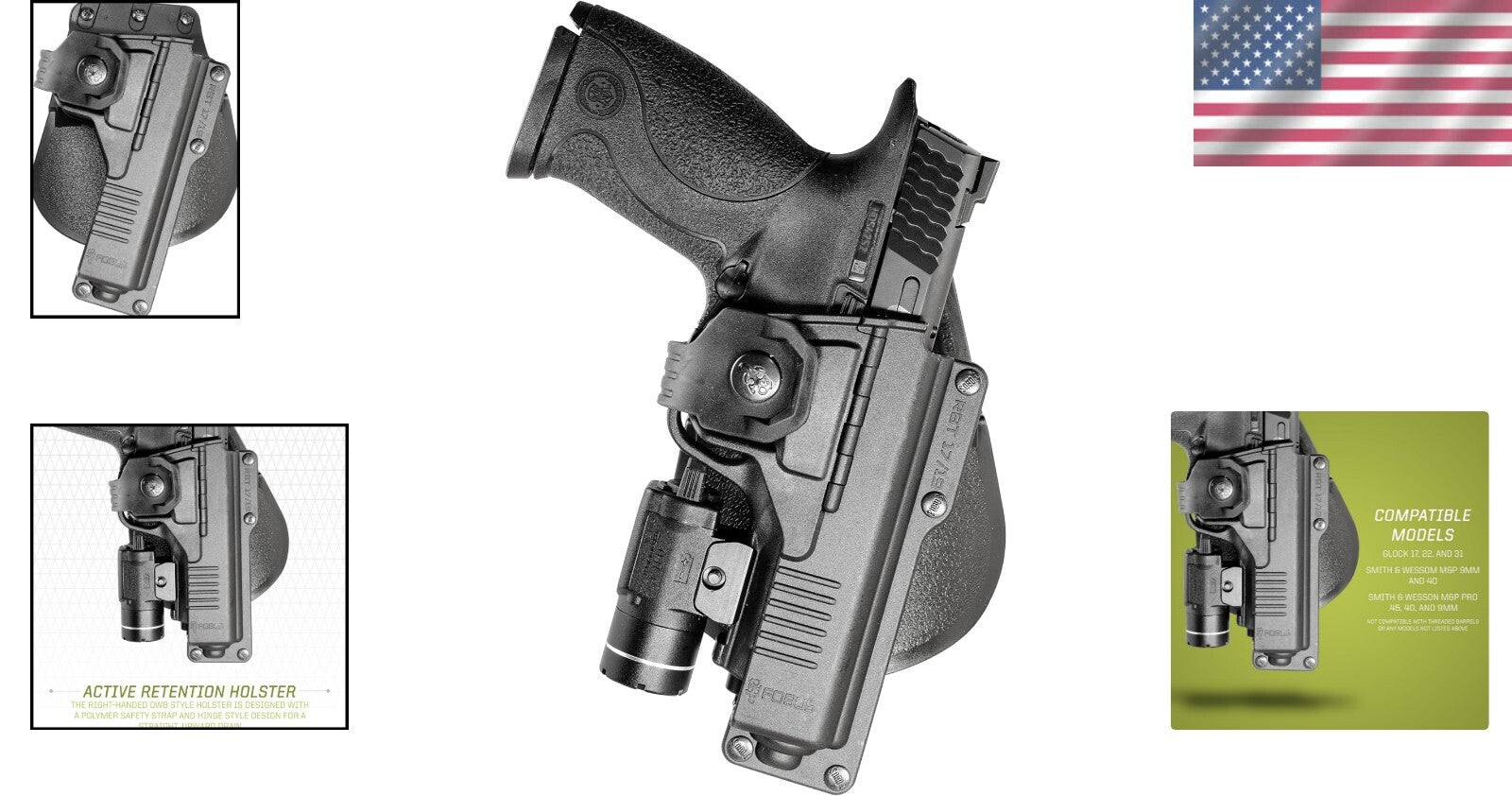 Dark Grey Right-Handed OWB Holster for Glock 17, 22 & S&W - Quick Draw Fit