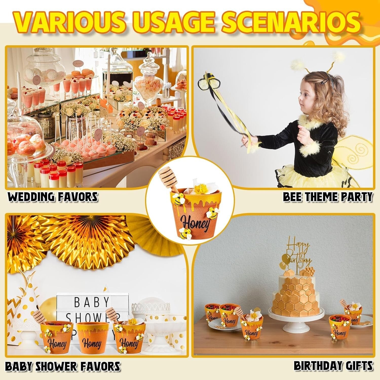 Charming Bee-Themed Honey Favors: 30 Mini Jars with Dippers for Celebrations