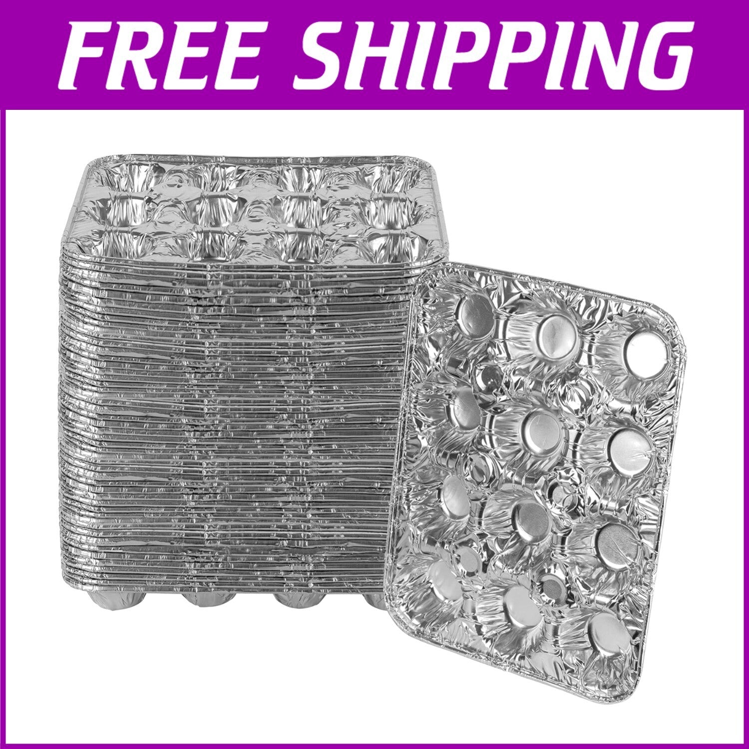 High-Quality Aluminum Mini Cupcake Pans - 12 Cavity, Eco-Friendly & Disposable