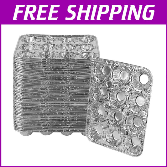 High-Quality Aluminum Mini Cupcake Pans - 12 Cavity, Eco-Friendly & Disposable