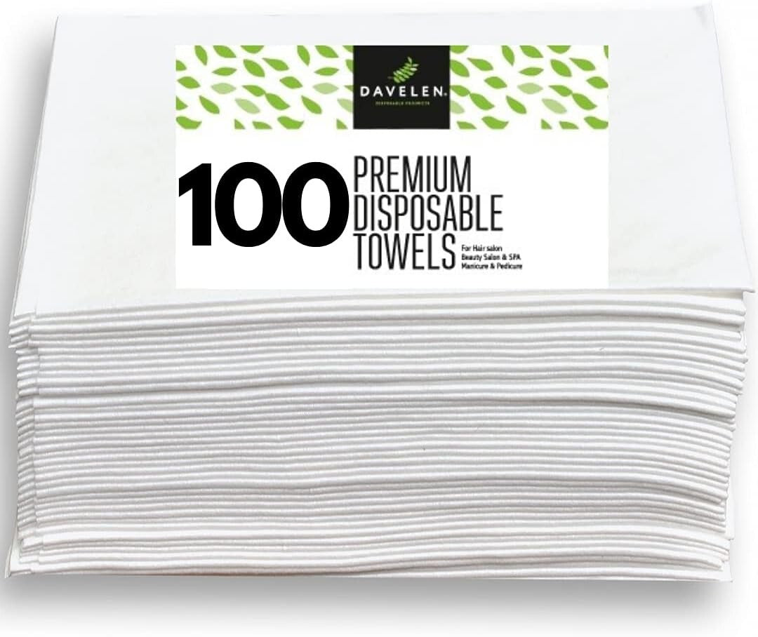 Hypoallergenic Disposable Towels for Hair, Face & Body - 100 pcs Spa Softness