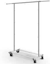 Load image into Gallery viewer, Chrome Garment Rack on Wheels - Adjustable Hanging Organizer for Stylish Storage