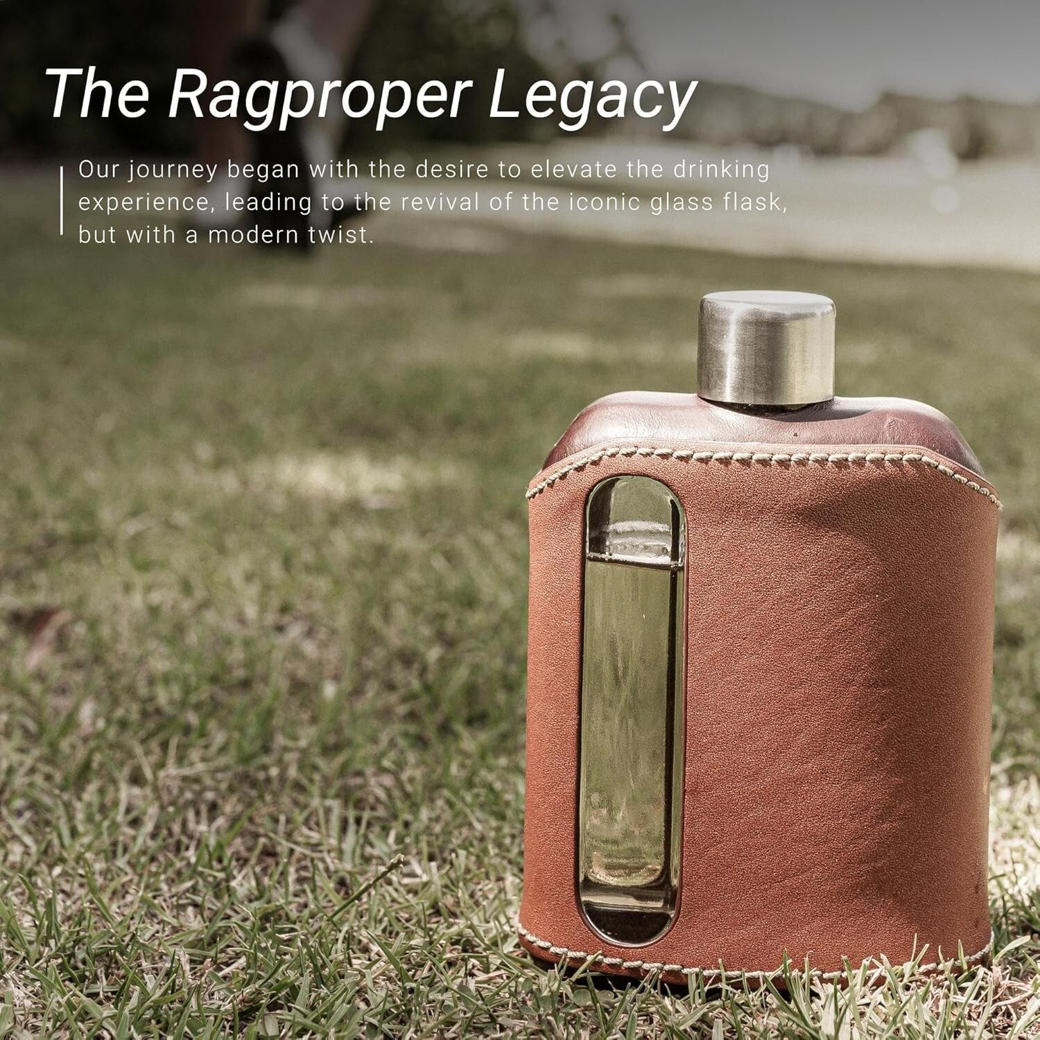 Durable Leather-Covered Glass Hip Flask - Ideal Gift for Spirits Enthusiasts