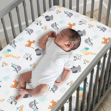Load image into Gallery viewer, Mighty Jungle 3-Piece Crib Bedding Set - Colorful Animal Print Nursery Decor