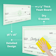 Load image into Gallery viewer, Giant 36x16 Dry Erase Check - Durable PVC Fake Check for Memorable Presentations