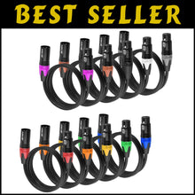 Load image into Gallery viewer, High-Performance 10-Pack 25ft XLR Cables - Balanced &amp; Durable with Color Coding