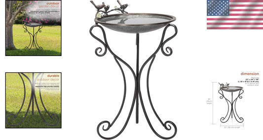 Classic Vintage Metal Birdbath with Figural Twigs for Charming Outdoor Spaces