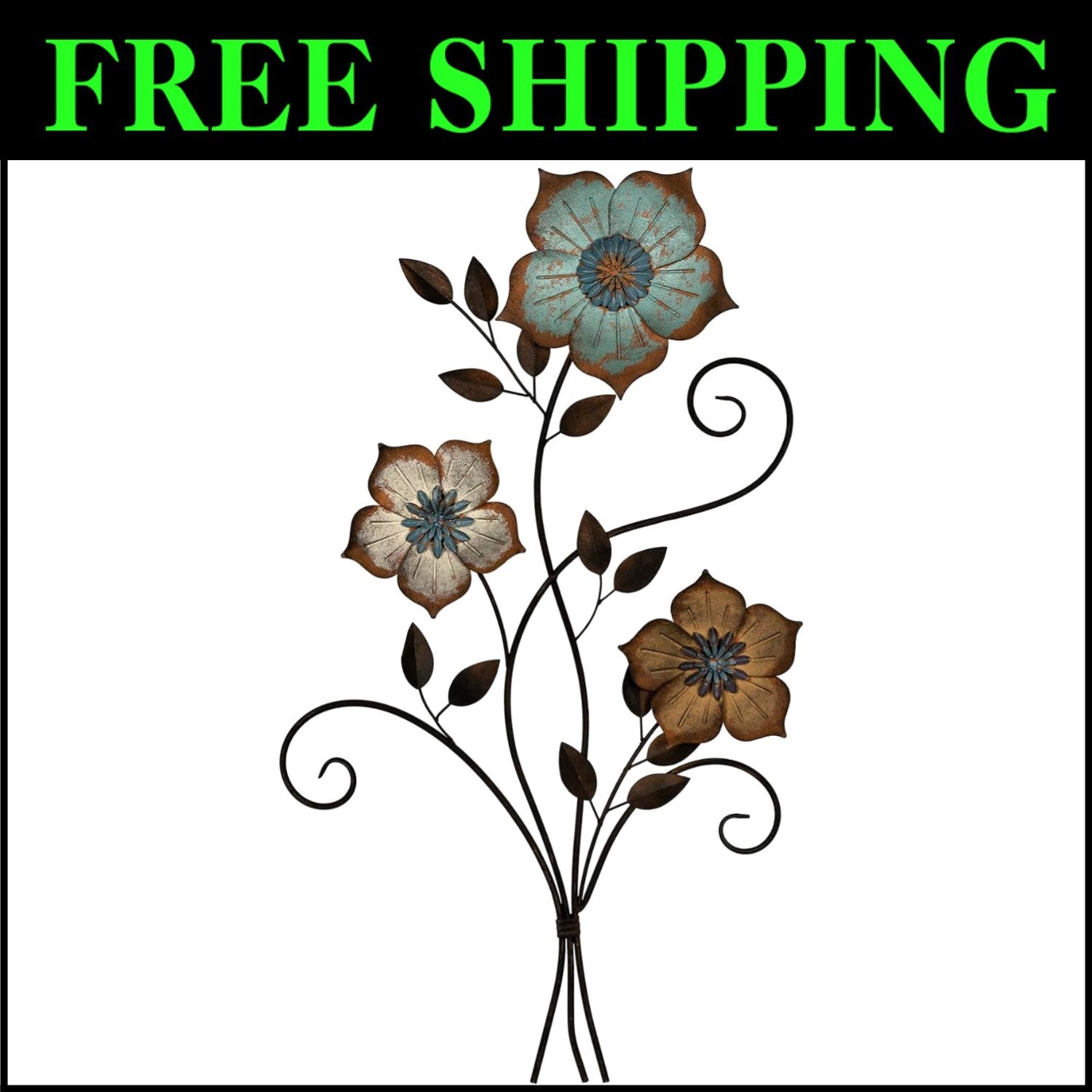 Lifelike 3D Flower Wall Decor in Bronze - 19.25 W for Artistic Home Flair