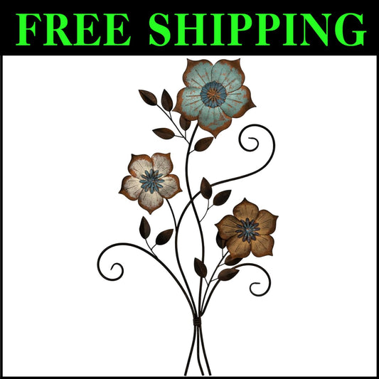Lifelike 3D Flower Wall Decor in Bronze - 19.25 W for Artistic Home Flair