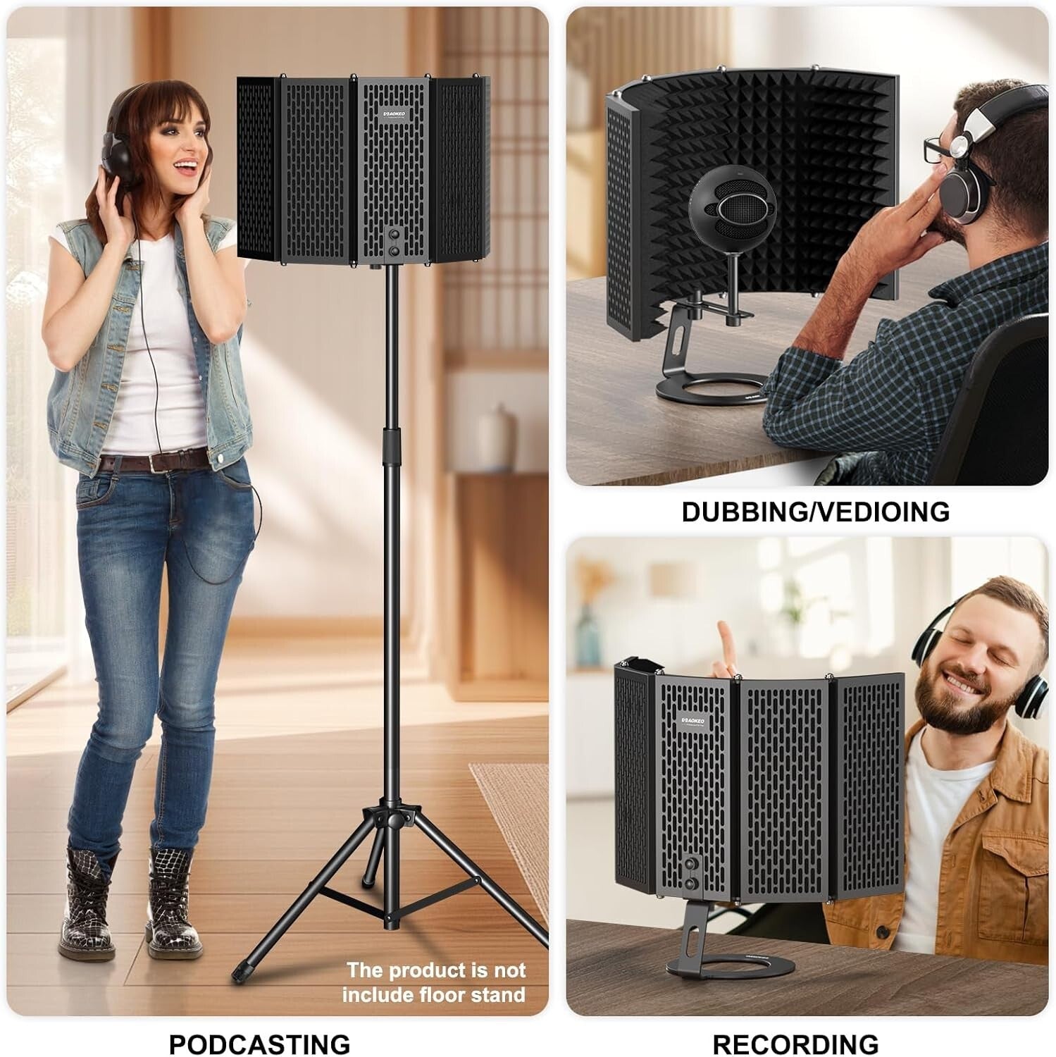 Professional Acoustic Foam Mic Shield - Portable, Lightweight, Easy to Install