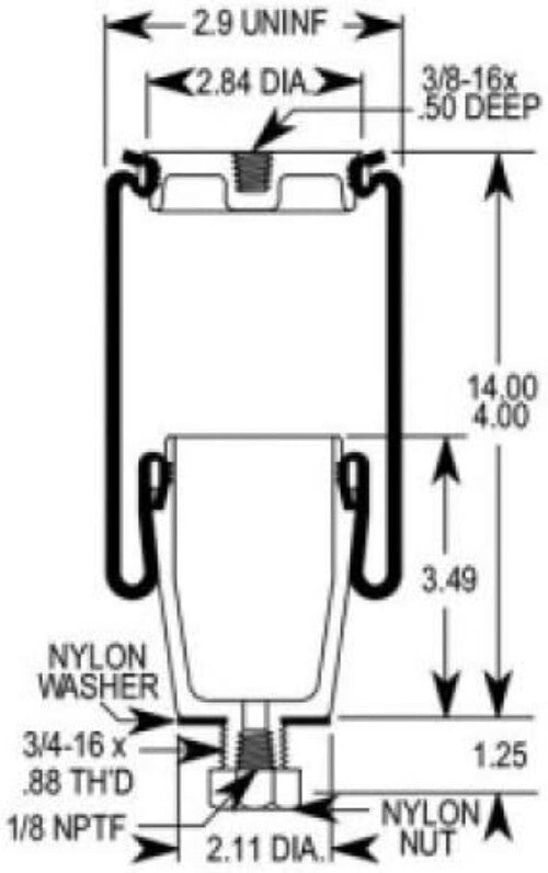 Reliable 2-Pack Air Spring Bags for Peterbilt 379 - Enhanced Suspension Safety