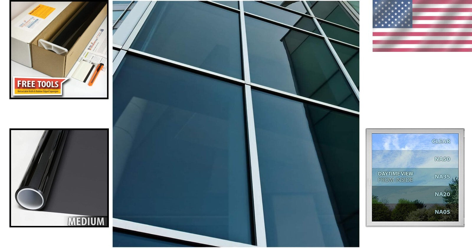 DIY Black Window Film - 36in x 50ft for Effective Heat Rejection & Minimal View