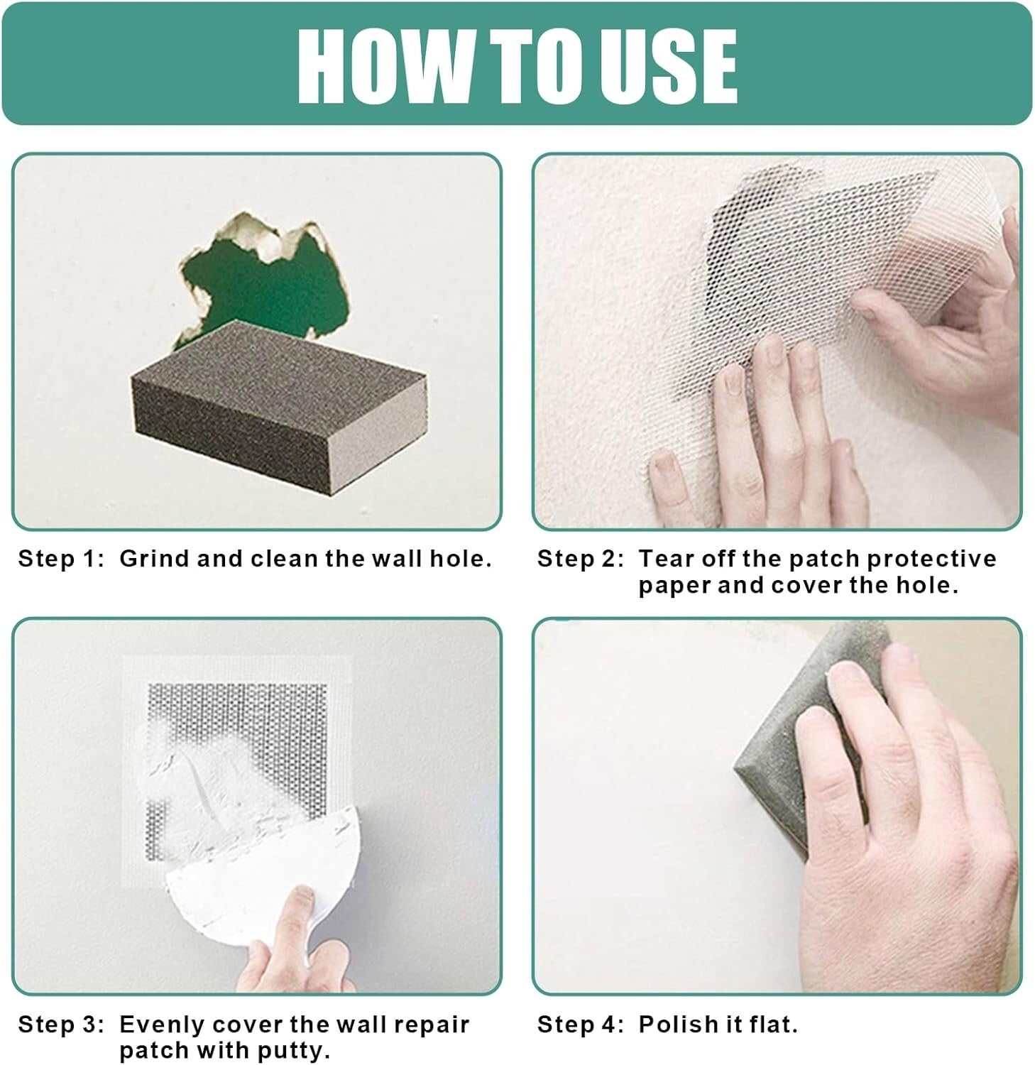 30Pcs 6 Inch Self-Adhesive Fiberglass Drywall Patch Kit for Wall Repairs