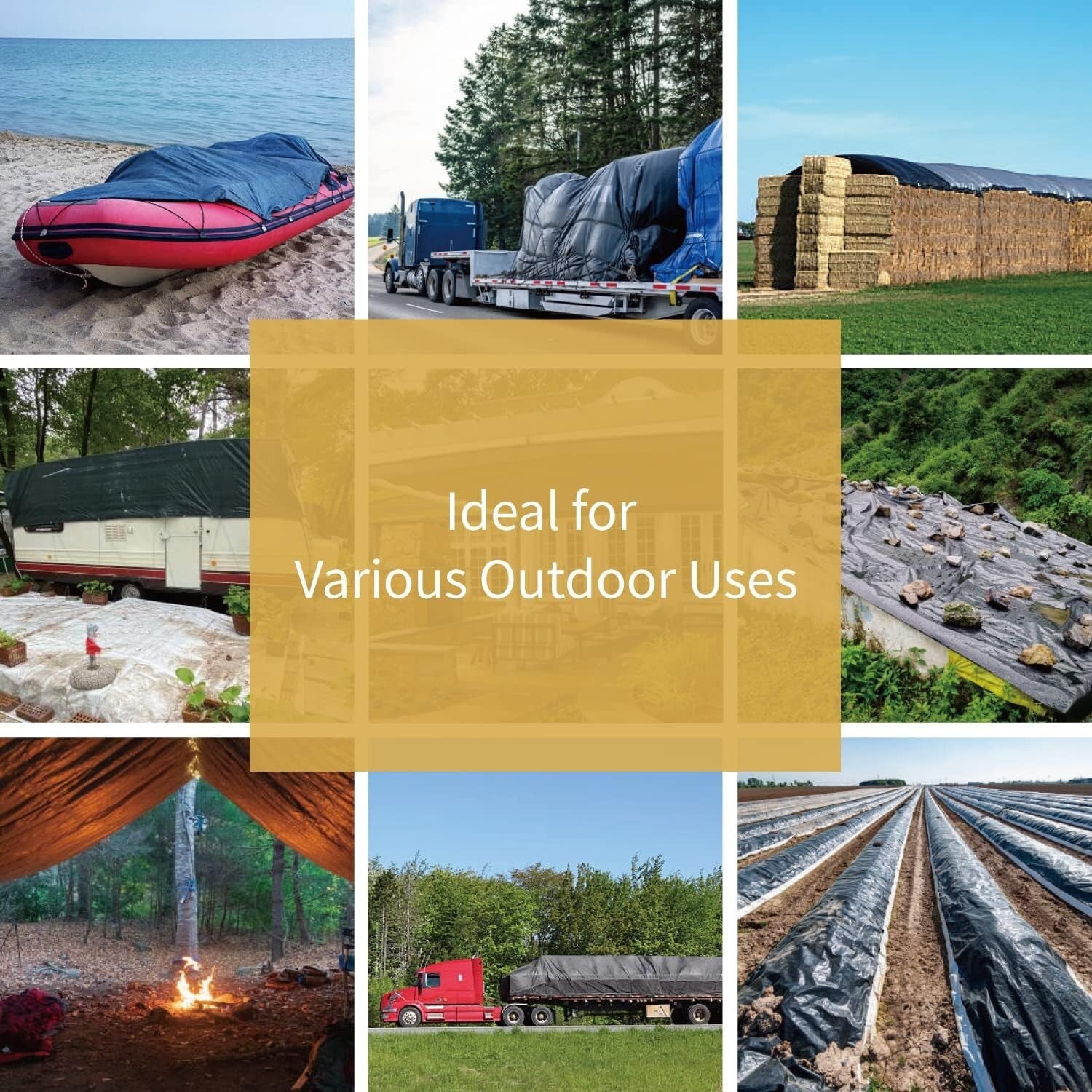 10x12 Feet Heavy-Duty Waterproof Tarps with Grommets - 2-Pack, Outdoor Essential