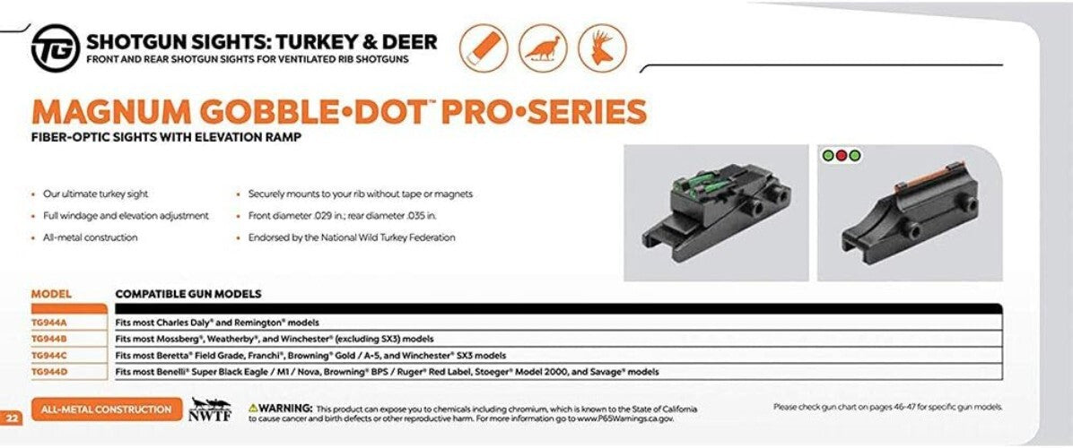 Durable Gobble-Dot Fiber Optic Sights for Most Shotguns - Reliable Performance