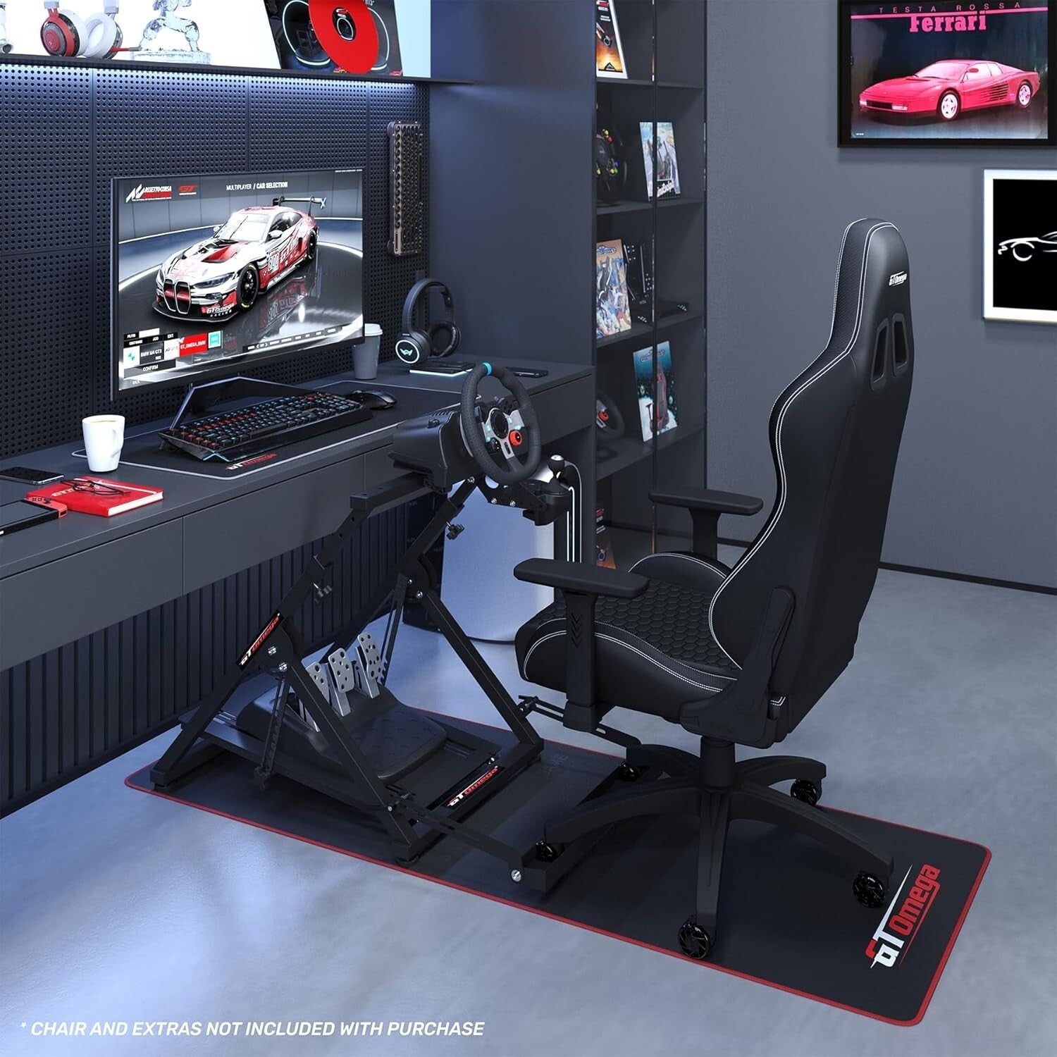 Sturdy X-Frame Racing Wheel Stand for Sim Gaming Enthusiasts - Compact & Durable