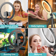 Load image into Gallery viewer, High-Brightness 14'' Selfie Ring Light &amp; Tripod for Flawless Makeup &amp; Streaming