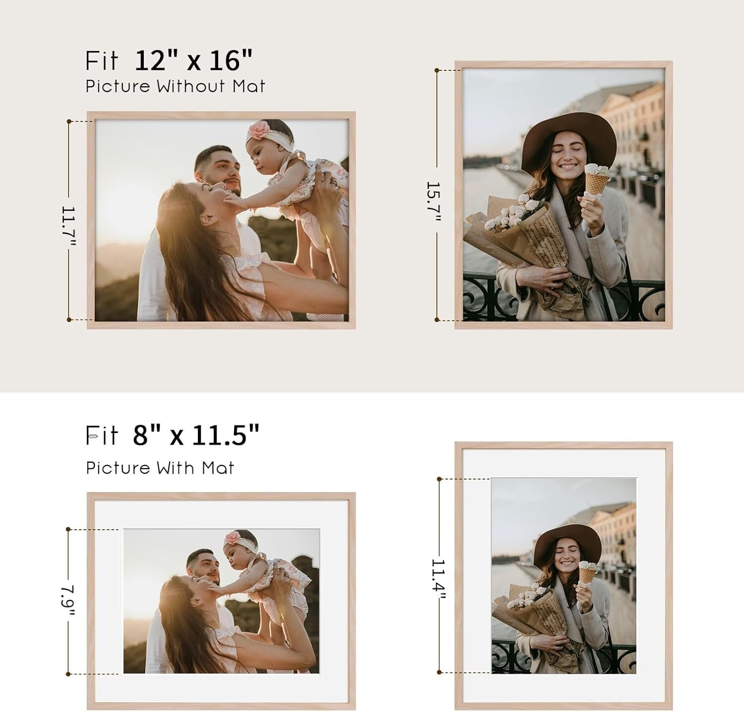 Elegant 12x16 Poster Frames - Solid Oak Wood, Lightweight, Wall Mount - 3 Pack