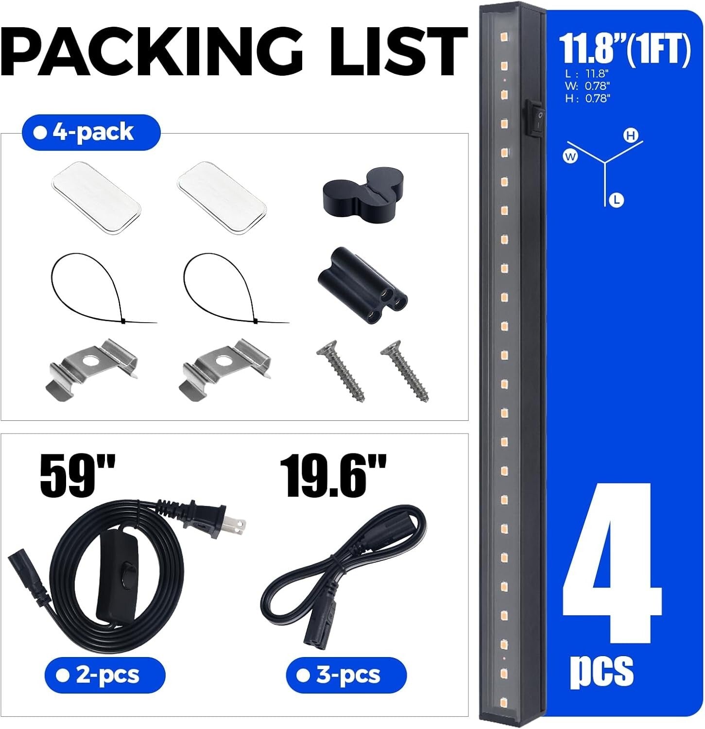 1ft Full Spectrum Grow Light Strips - Modern Yellow LED for Indoor Plant Growth