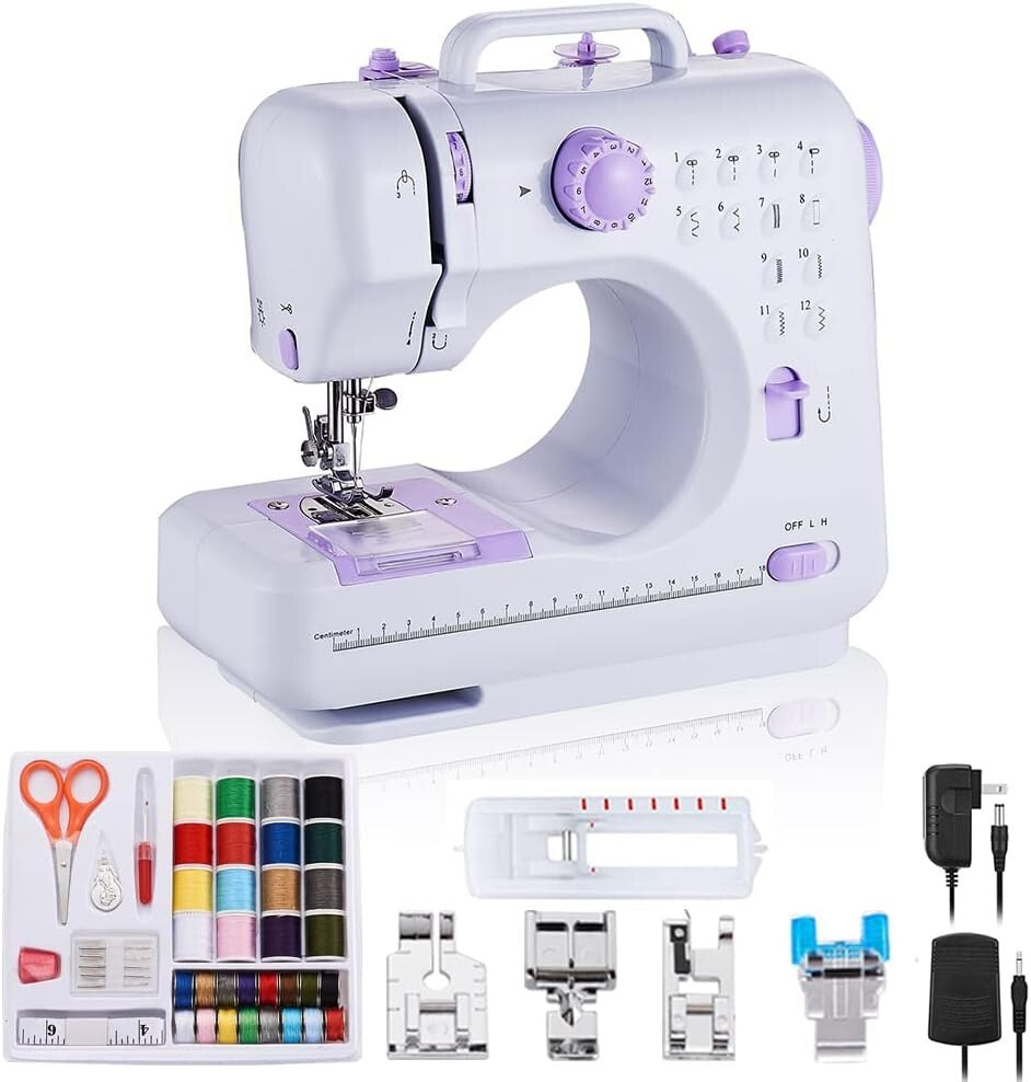 Versatile Mini Sewing Machine with 12 Built-In Stitches & Easy Threading Guide
