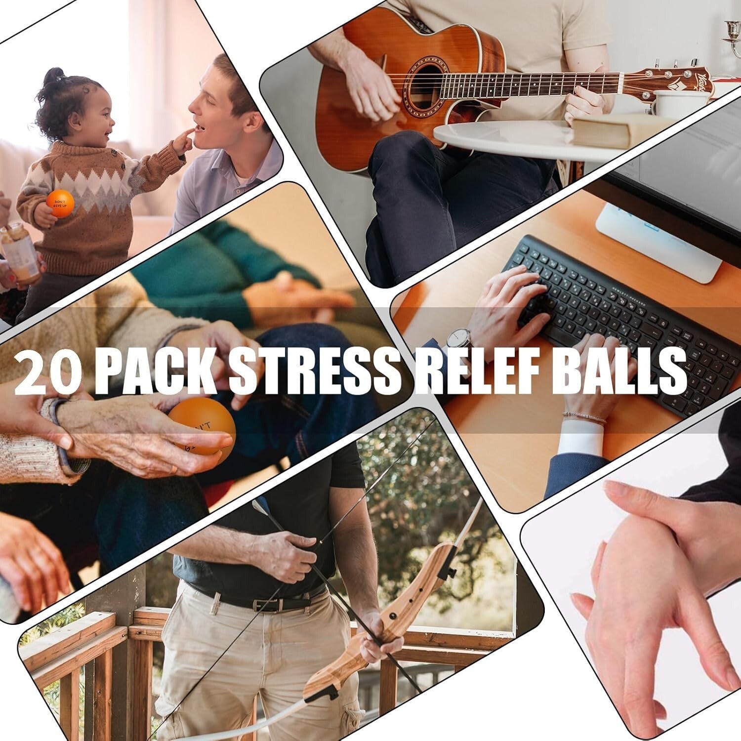 20-Pack Motivational Stress Balls for Kids & Adults - Relieve Anxiety Anywhere